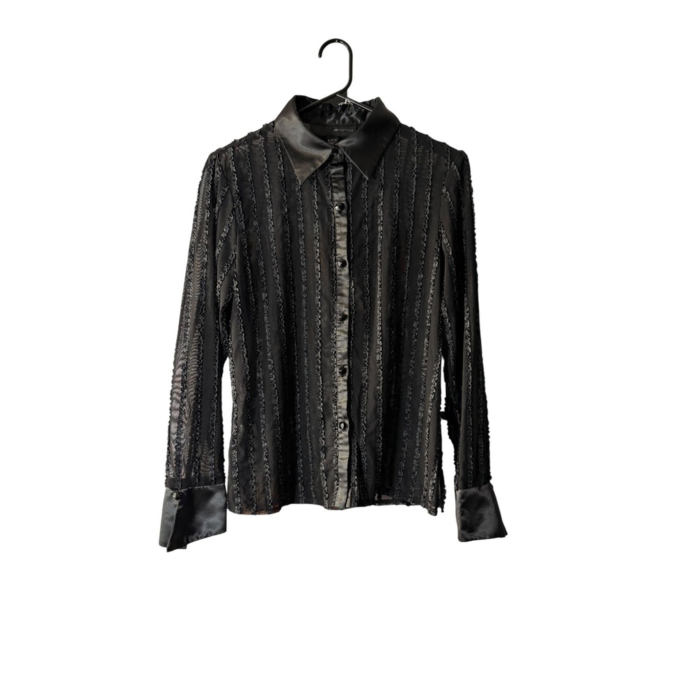 JS Boutique Sheer Ruffle Button Up Blouse Y2K Size S